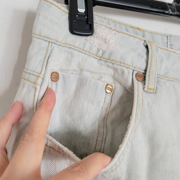 NEW One Teaspoon Brando 2020 Mini Distressed Light Wash Denim Button Fly Skirt - Picture 9 of 15